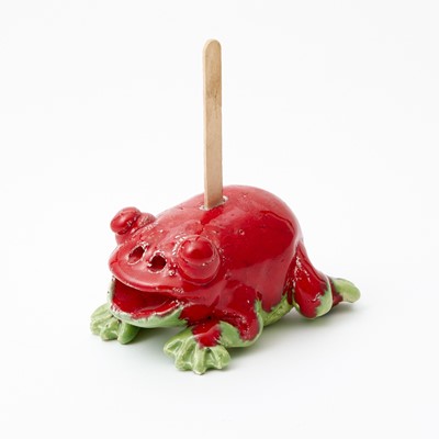 Lot 821 - David Gilhooly Glazed Ceramic Frog on a Popsicle Stick