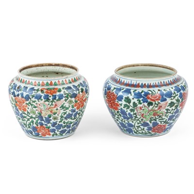Lot 189 - A Matched Pair of Chinese Wucai Porcelain Jars