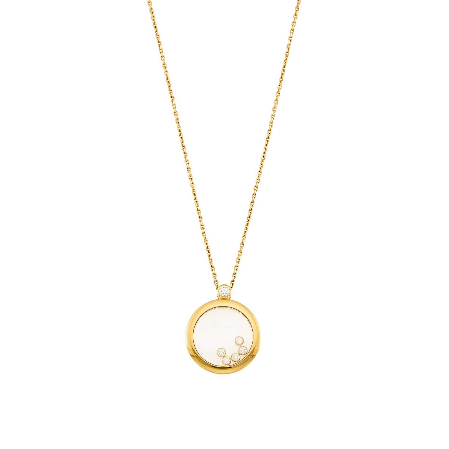 Lot 2017 - Chopard Gold and Diamond 'Happy Diamonds' Pendant with Chain Necklace