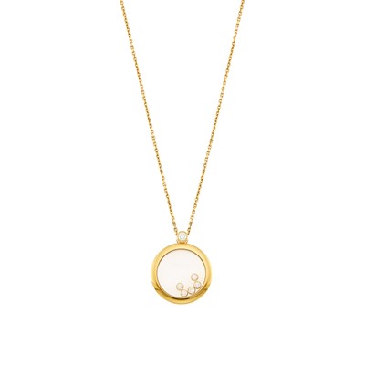 Lot 2017 - Chopard Gold and Diamond 'Happy Diamonds' Pendant with Chain Necklace