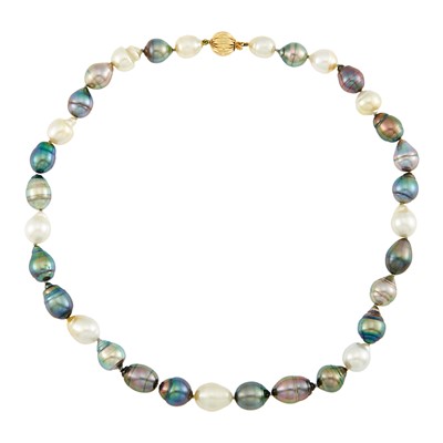 Lot 2143 - Baroque Tahitian Gray Cultured Pearl and Cultured Pearl Necklace