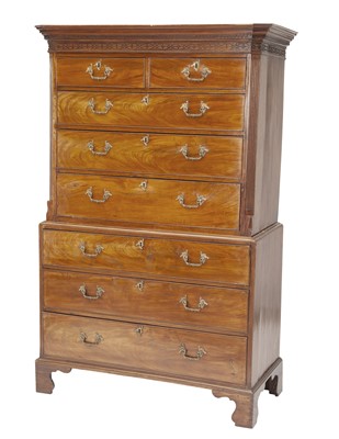Lot 384 - George III Mahogany Secretaire Chest on Chest