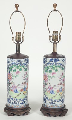 Lot 108 - A Pair of Chinese Enameled Porcelain Vases