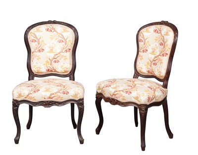 Lot 294 - Pair of Louis XV Provincial Carved Walnut Side Chairs