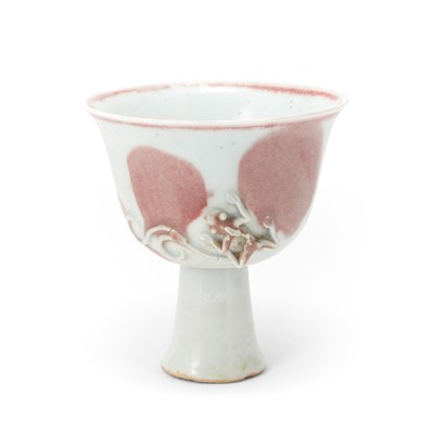 Lot 654 - A Chinese White and Copper Red Porcelain Stemcup