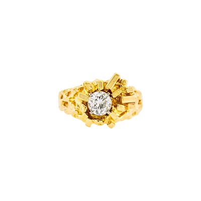 Lot 1287 - Nugget Gold and Diamond Ring