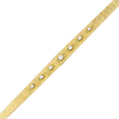 Lot 2160 - Gold and Diamond Bracelet