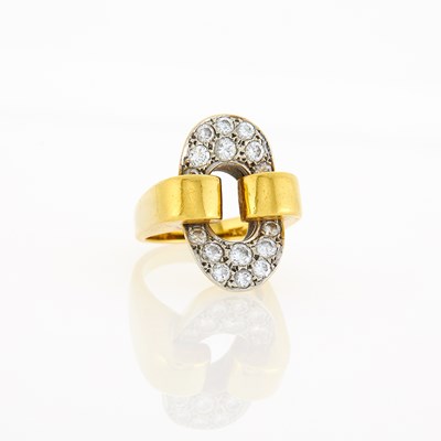 Lot 1187 - Two-Color Gold and Diamond Ring