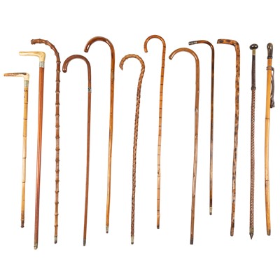 Lot 100 - Twelve Wooden and Bamboo Canes