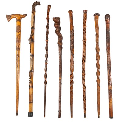 Lot 108 - Eight Wooden Walking Canes