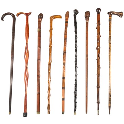 Lot 109 - Group of Nine Wooden Walking Canes