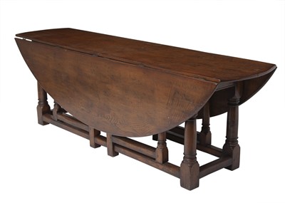 Lot 349 - William and Mary Style Oak Drop Leaf Table