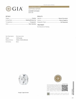 Lot 1154 - White Gold, Colorless and Blue Sapphire Ring