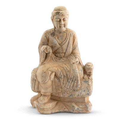 Lot 588 - A Chinese Carved Marble Buddhist Figure