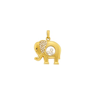 Lot 1010 - Chopard Gold and Diamond 'Happy Diamonds' Elephant Pendant