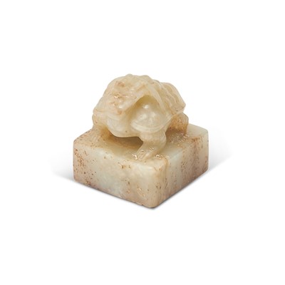 Lot 480 - A Chinese White and Russet Jade Stamp