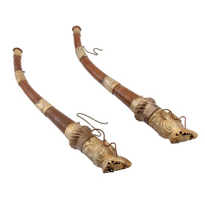 Lot 740 - A Pair of Tibetan Copper and White Metal Trumpets