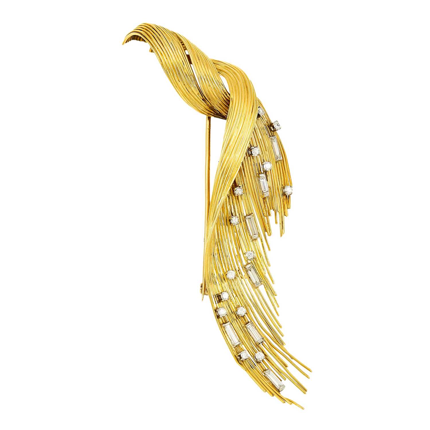 Lot 1206 - Gold and Diamond Clip-Brooch