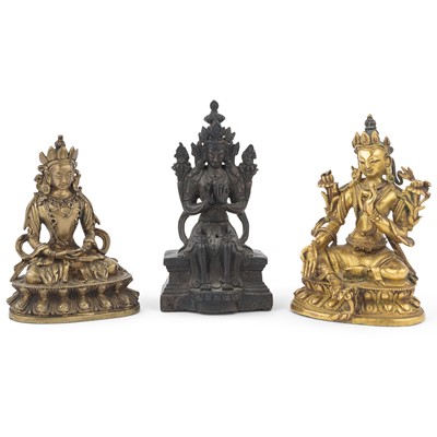 Lot 770 - Three Sino-Himalayan Bronze Buddhist Figures