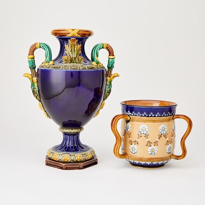 Lot 170 - Rorstrand Majolica Cobalt Blue Two-Handled Urn