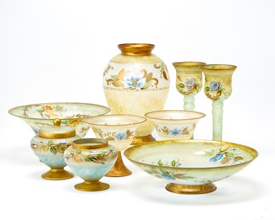 Lot 102 - Group of Gipar Murano Glass Gilt and Hand-Painted Table Ornaments