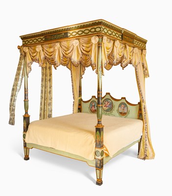 Lot 162 - George III Painted and Parcel-Gilt Tester Bed