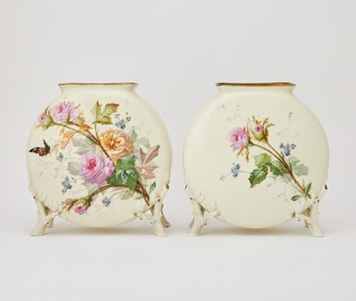 Lot 97 - Pair of Porcelain Floral Painted Vases