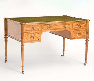 Lot 155 - George III Style Brass-Bound Satinwood Writing Table