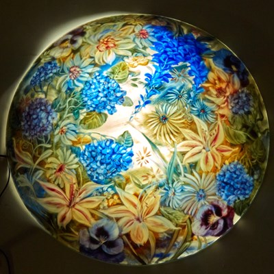 Lot 110 - Ulla Darni Reverse Painted Glass Chandelier