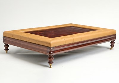 Lot 218 - Regency Style Leather and Mahogany Oversized Ottoman