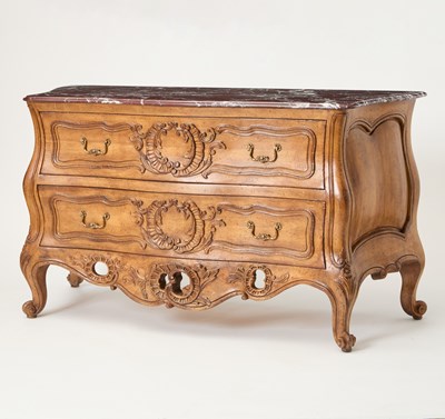 Lot 53 - Louis XV Style Fruitwood Commode with Rouge Marble Top