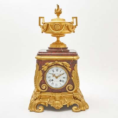 Lot 48 - Napoleon III Ormolu and Marble Clock Signed Crozard h. du Roi, Suiv t La Cour