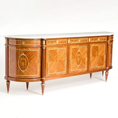 Lot 47 - Louis XVI Style Marquetry and Parquetry Inlaid Ormolu Mounted Side Cabinet