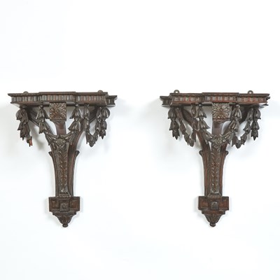 Lot 211 - Pair of George III Style Mahogany Wall Brackets