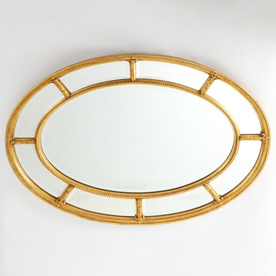 Lot 210 - Neoclassical Style Oval Giltwood and Composition Mirror