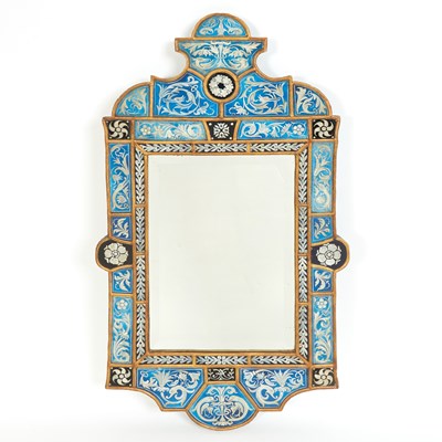 Lot 209 - English Neoclassical Style Painted and Tile Inset Mirror