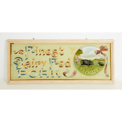 Lot 208 - Oak-Framed "Finest Dairy Fed Pork" Eglomisé Trade Sign