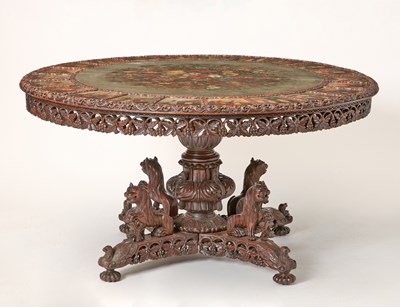 Lot 201 - Anglo Indian Carved and Painted Center Table