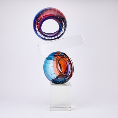 Lot 73 - Leon Applebaum Cut and Polished Glass Sculpture Entitled "Orbit 2"