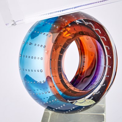Lot 73 - Leon Applebaum Cut and Polished Glass Sculpture Entitled "Orbit 2"