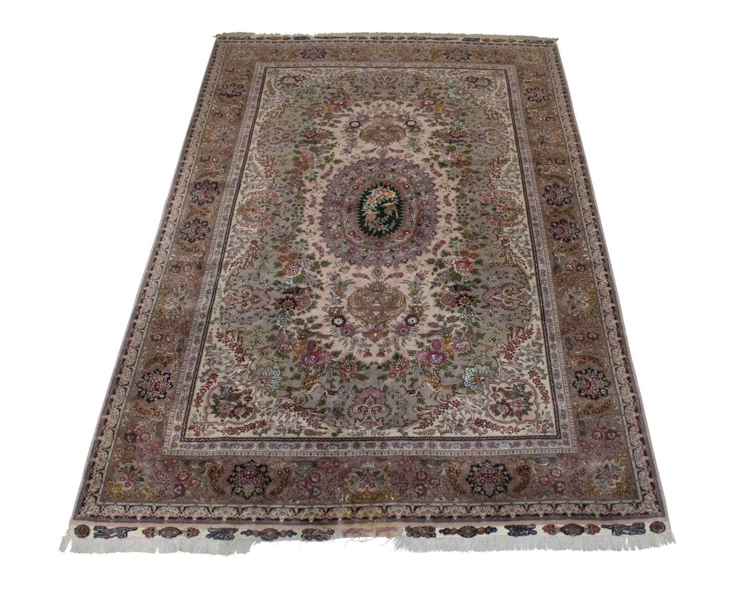 Lot 402 - Kurkwool and Silk Tabriz Carpet