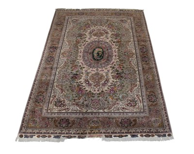 Lot 398 - Kurlkwool and Silk Tabriz Carpet