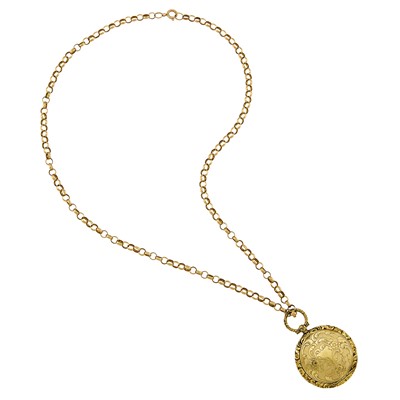 Lot 2058 - Antique Gold Locket with Low Karat Gold Chain
