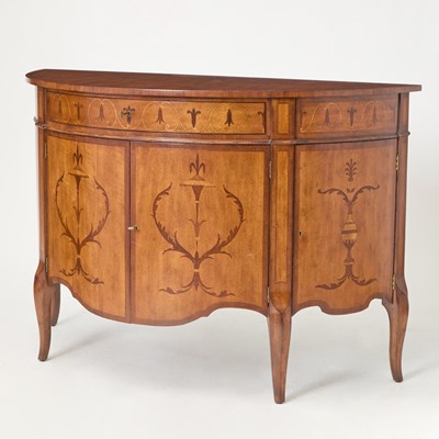 Lot 198 - George III Style Marquetry Satinwood and Mahogany D-Shaped Commode