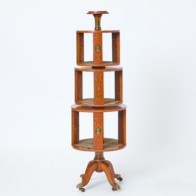 Lot 195 - George III Style Painted Satinwood Revolving Book Stand