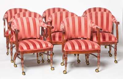 Lot 192 - Set of Eight Barrel Back Upholstered Armchairs