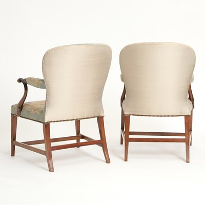 Lot 144 - Pair of George III Needlepoint-Upholstered Mahogany Open Armchairs