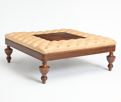 Lot 190 - William IV Style Mahogany and Tufted Leather Upholstered Ottoman