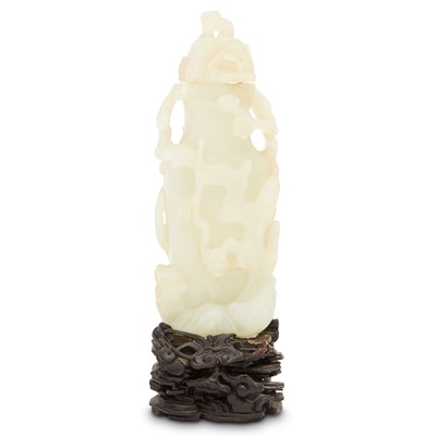 Lot 495 - A Chinese White Jade Vase and Cover