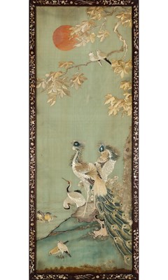 Lot 590 - A Chinese Embroidered Silk Panel